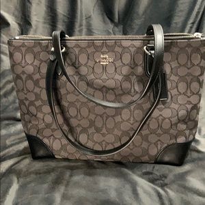 Coach canvas C zip top tote bag